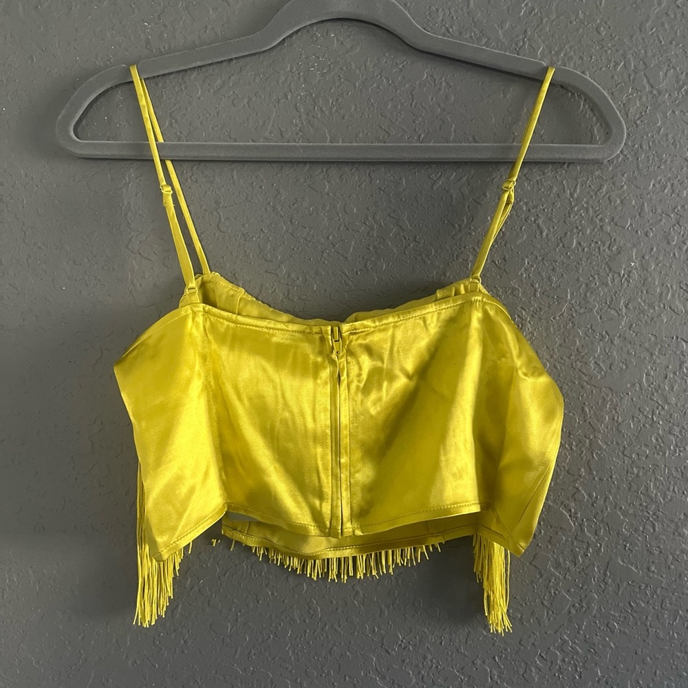 Yellow Fringe Crop Top